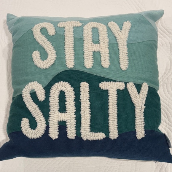 Other - Coastal 'Stay Salty' Decorative Pillow - Teal & Navy